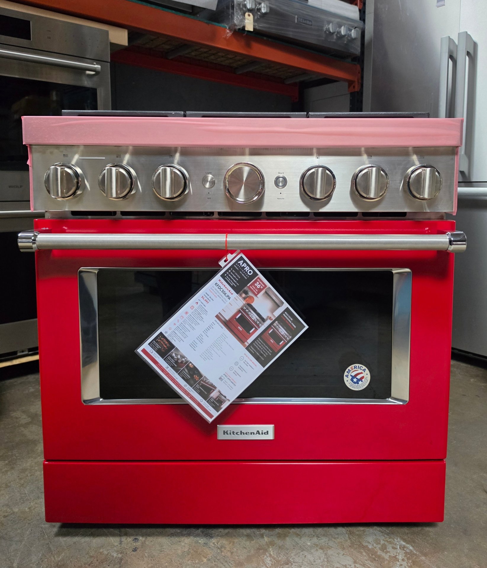 KitchenAid KFDC506JPA 36" Smart Commercial-Style Dual Fuel Range — Passion Red